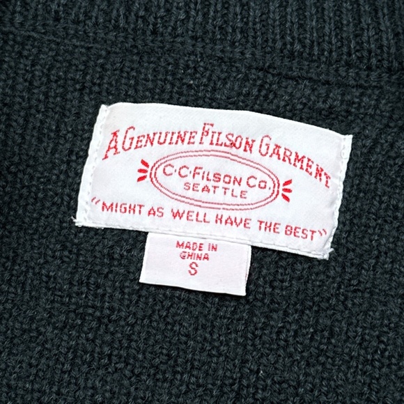 CC Filson Waterfowl Wool Waxed Canvas 1/4 Zip Green Sweater Mens Small - Picture 8 of 11